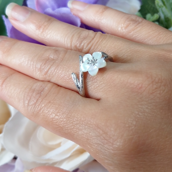 💎NEW💎S925 CHERRY BLOSSOM PEARL RING - Picture 6 of 13